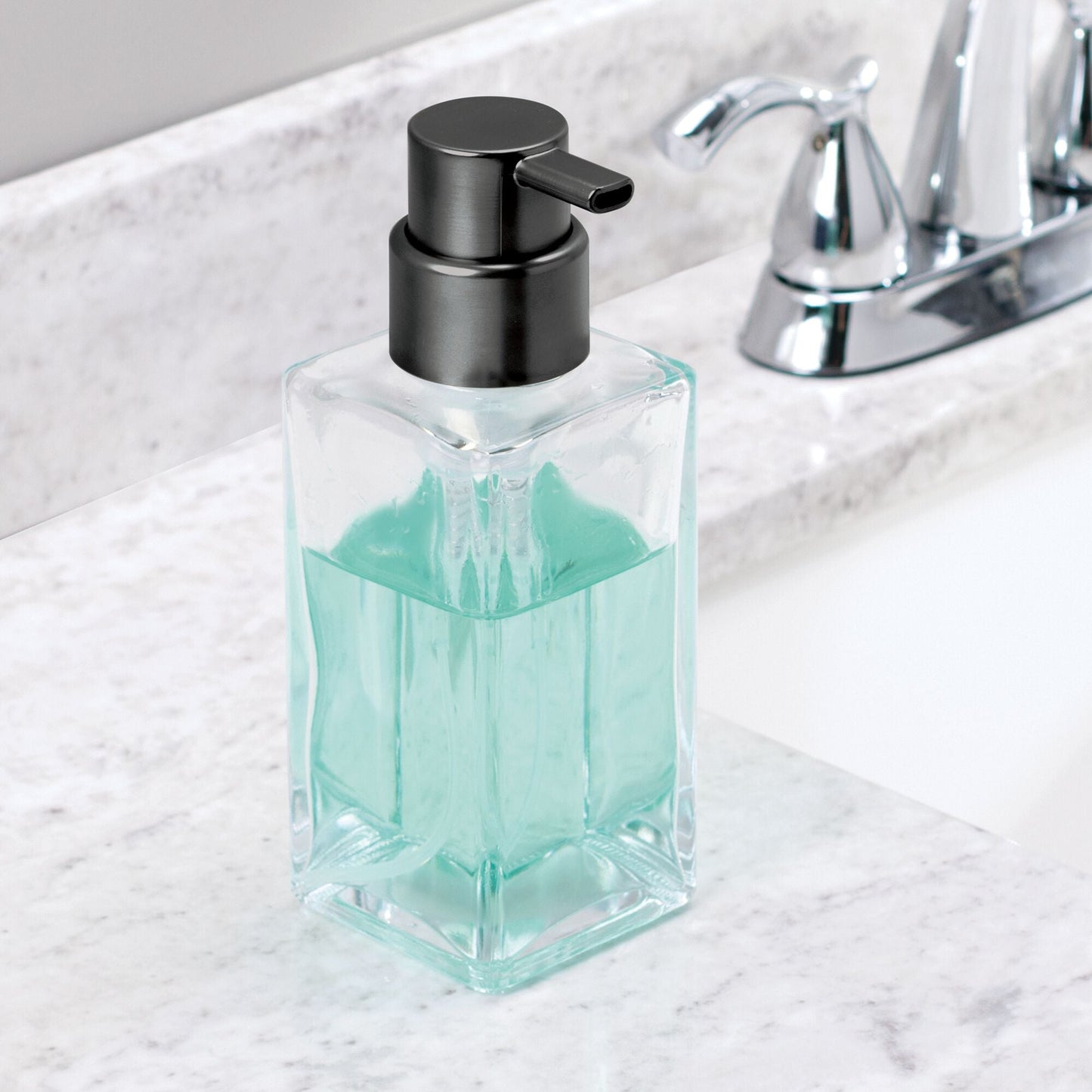 Square Glass Refillable Foaming Soap Dispenser